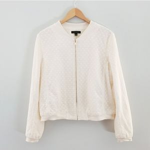 Ann Taylor cream textured cotton bomber jacket XL